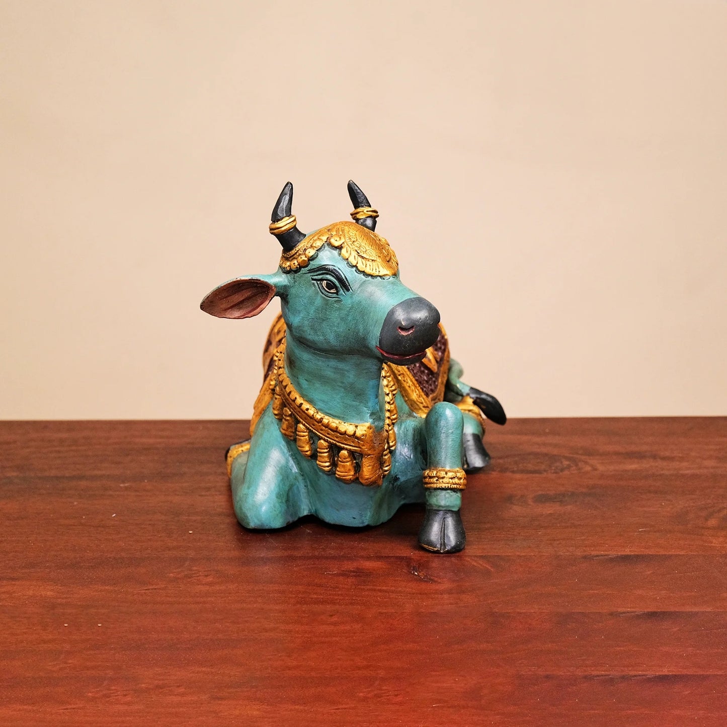 Brassaura® Brass Nandi Cow Sitting Statue | Height 13 Inches