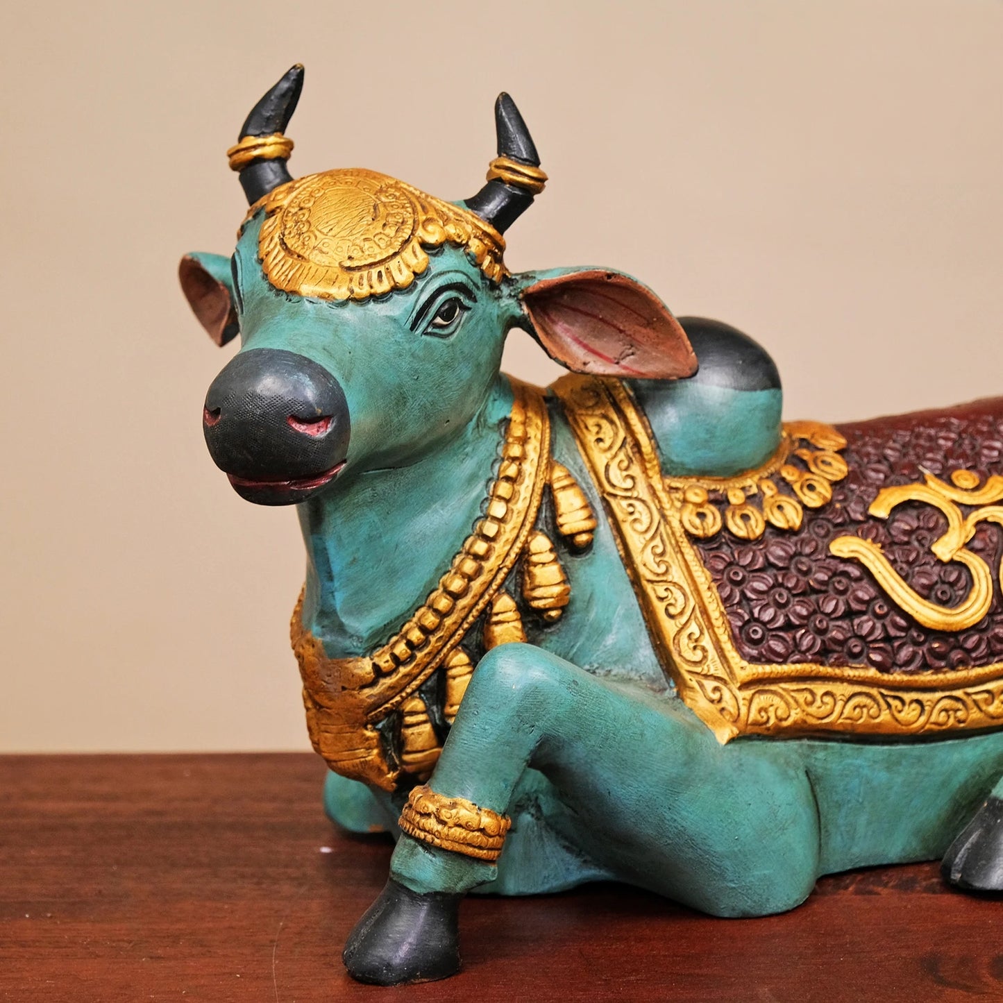 Brassaura® Brass Nandi Cow Sitting Statue | Height 13 Inches