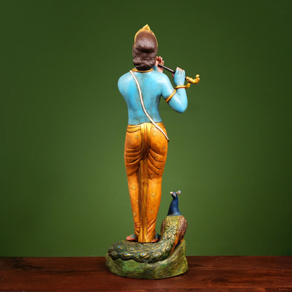 Brassaura® Brass Krishna Statue for Home Decor | Height 29 Inches