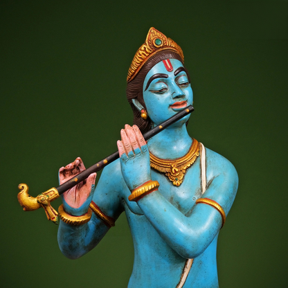 Brassaura® Brass Krishna Statue for Home Decor | Height 29 Inches