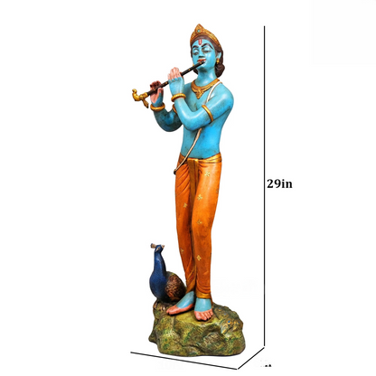 Brassaura® Brass Krishna Statue for Home Decor | Height 29 Inches