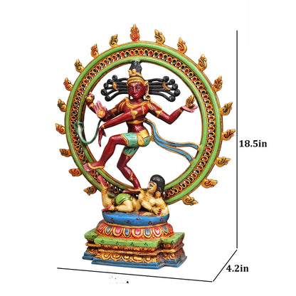Brassaura® Nataraja Dancing Shiva Brass Statue | Pure Brass with Hand-Painted Detailing | Height 22 Inches