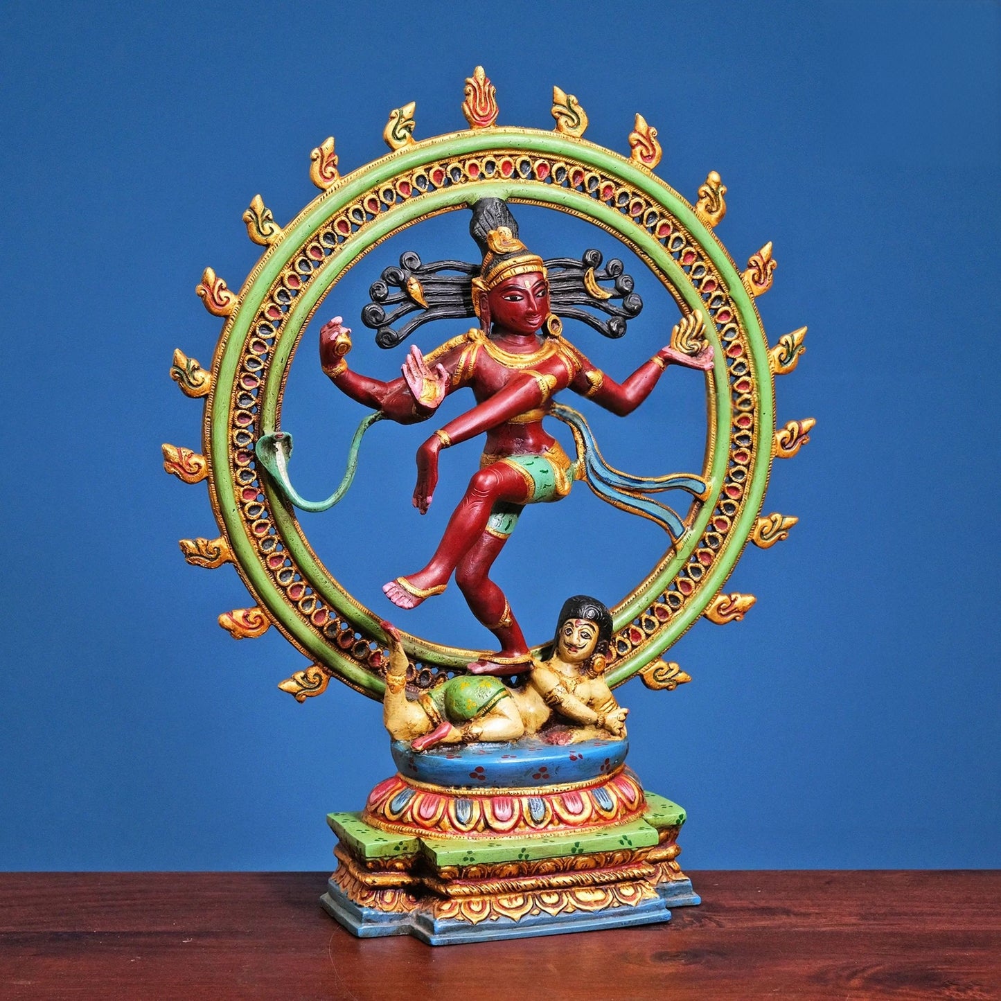 Brassaura® Nataraja Dancing Shiva Brass Statue | Pure Brass with Hand-Painted Detailing | Height 22 Inches