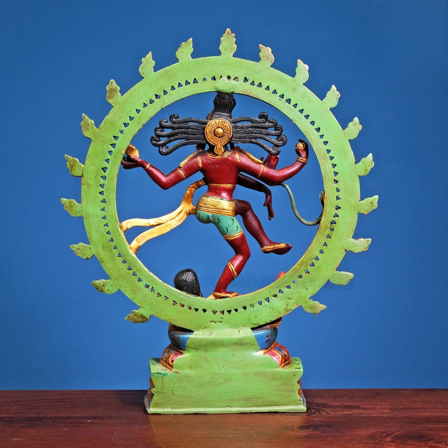 Brassaura® Nataraja Dancing Shiva Brass Statue | Pure Brass with Hand-Painted Detailing | Height 22 Inches