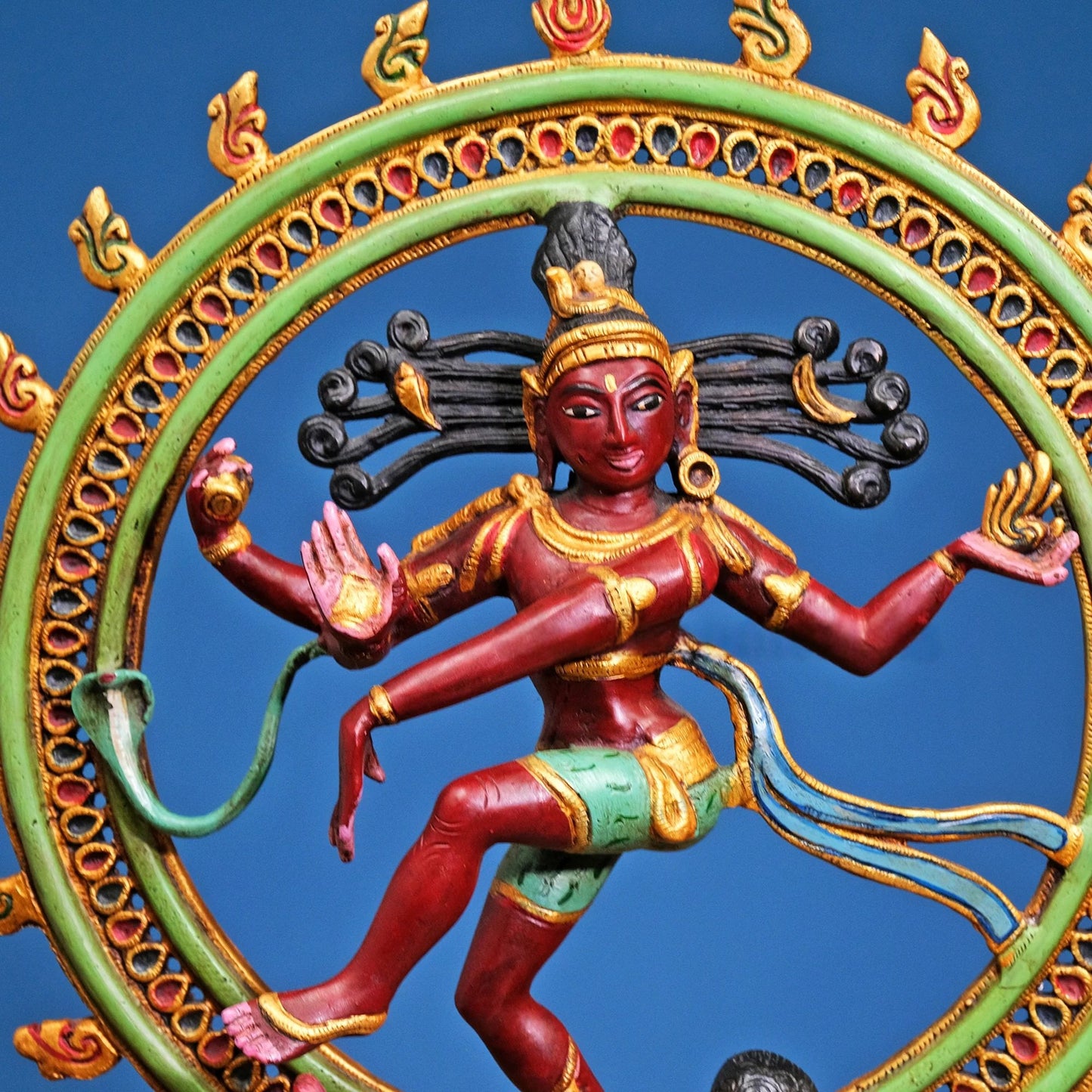 Brassaura® Nataraja Dancing Shiva Brass Statue | Pure Brass with Hand-Painted Detailing | Height 22 Inches