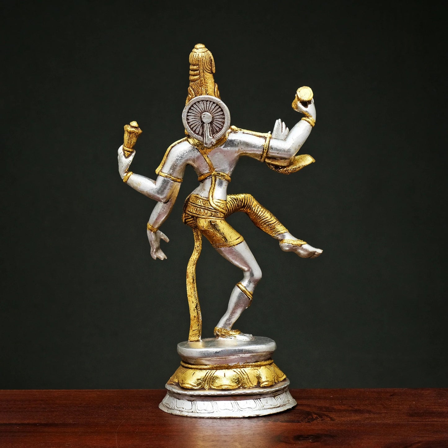 ब्रासोरा® वृंदावन वेणुगोपाल कृष्ण पीतल की प्रतिमा मोर के साथ | एंटीक नीला और सुनहरा रंग | ऊँचाई 20 इंच