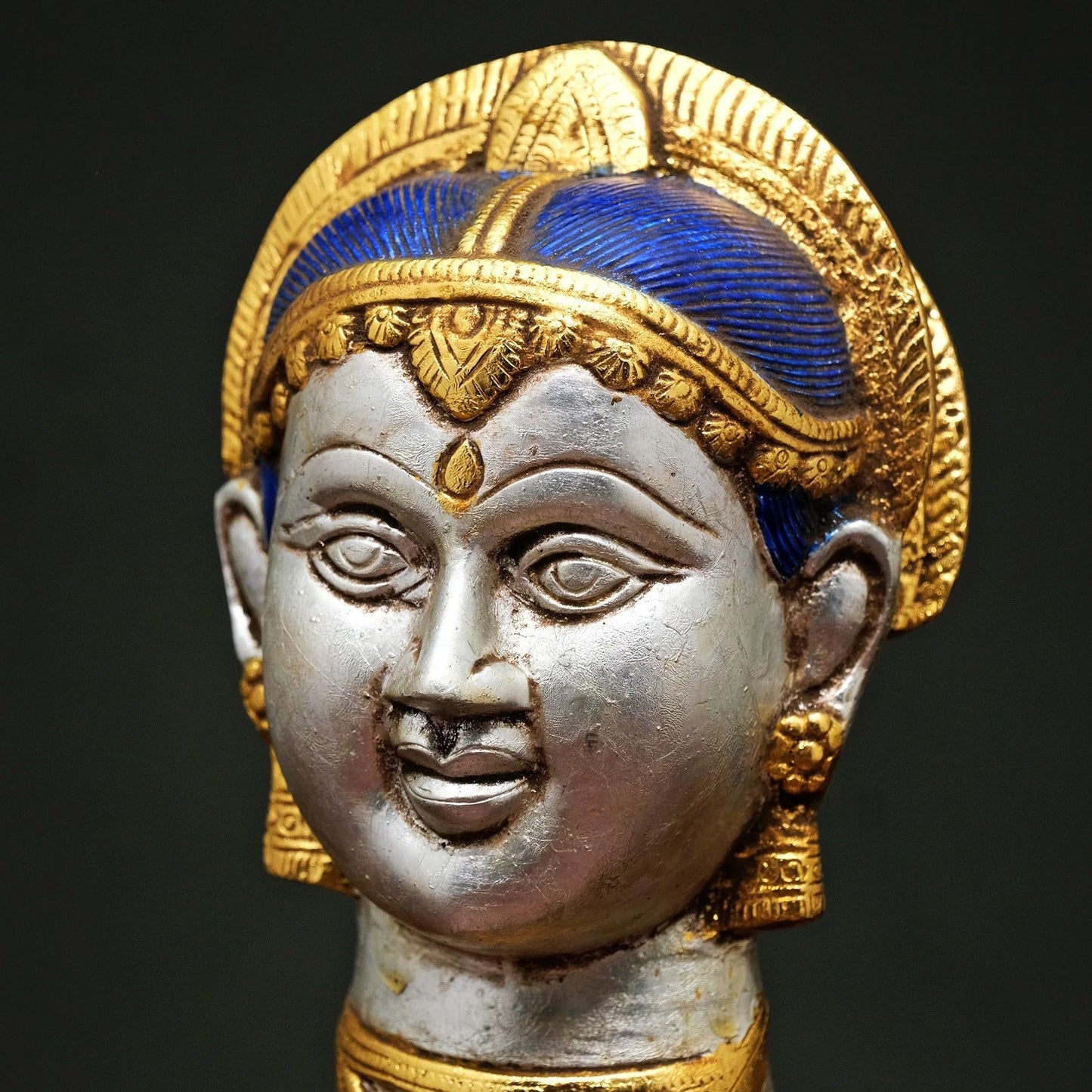 Brassaura® Goddess Parvati Brass Face Wall Décor | Pure Brass | Height 7.5 Inches