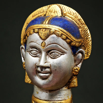 Brassaura® Goddess Parvati Brass Face Wall Décor | Pure Brass | Height 7.5 Inches