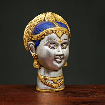 Brassaura® Goddess Parvati Brass Face Wall Décor | Pure Brass | Height 7.5 Inches