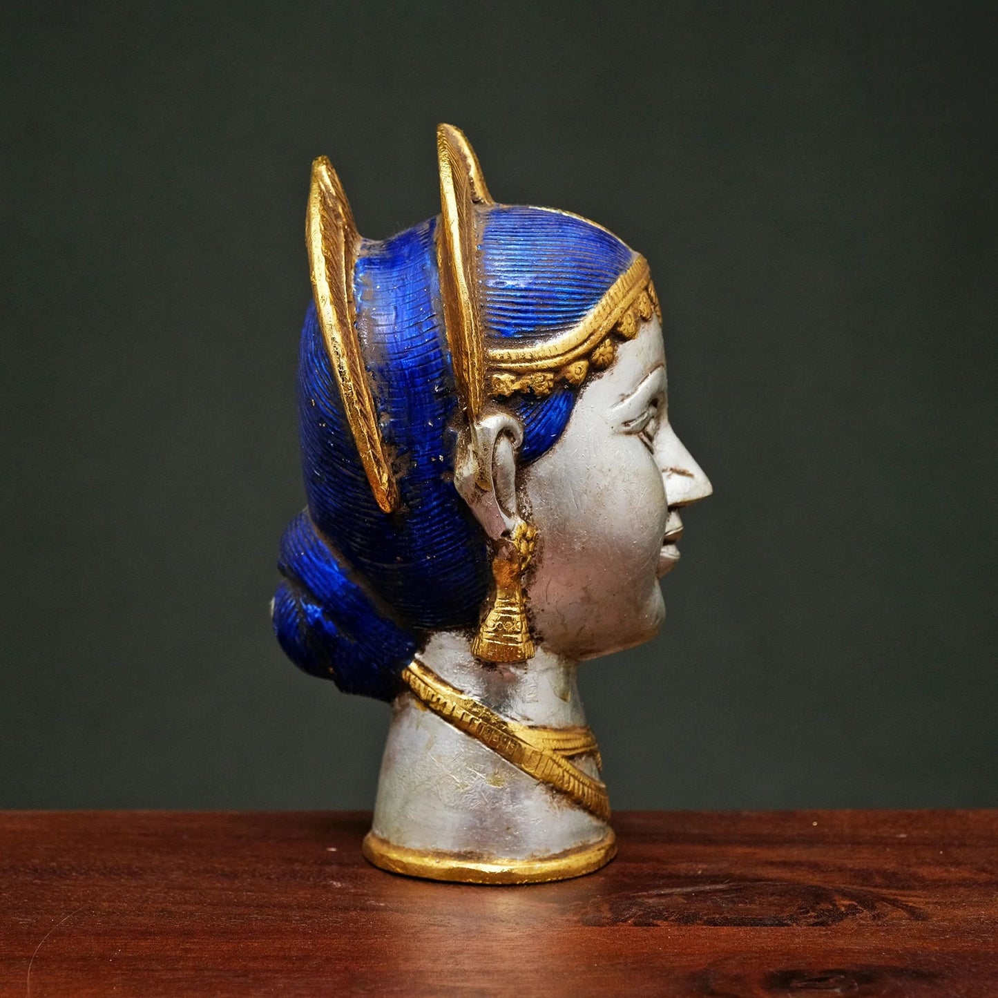 Brassaura® Goddess Parvati Brass Face Wall Décor | Pure Brass | Height 7.5 Inches