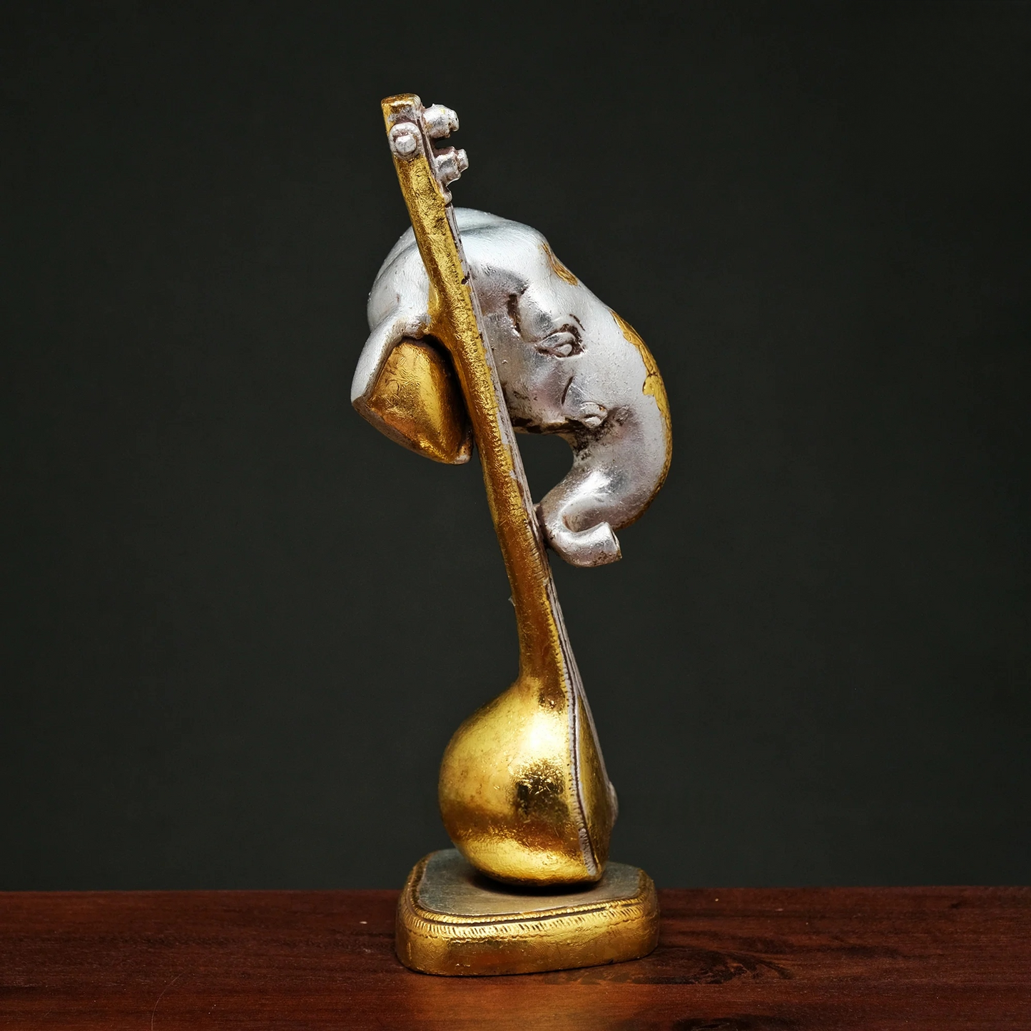Brassaura® Brass Ganesha with Veena | Height 11.5 Inches