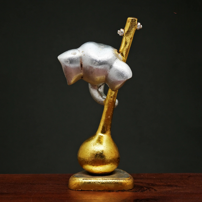 Brassaura® Brass Ganesha with Veena | Height 11.5 Inches