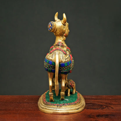 Brassaura® Brass Kamdhenu Maa Statue | Height 9 Inches