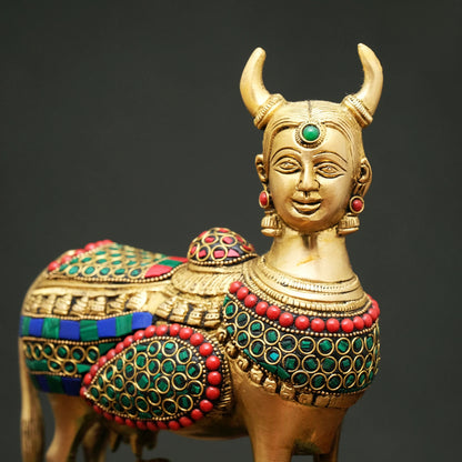 Brassaura® Brass Kamdhenu Maa Statue | Height 9 Inches