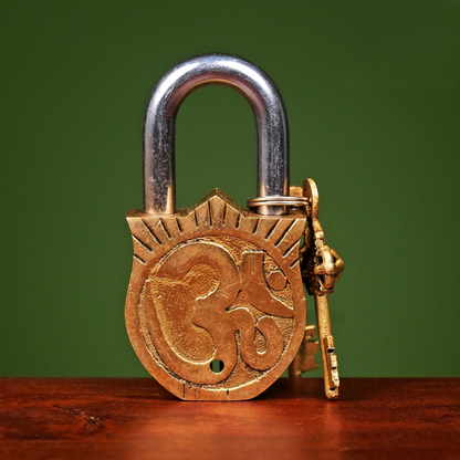 Brassaura® Brass Lakshmi Lock with Keys | Height 4.5 Inches