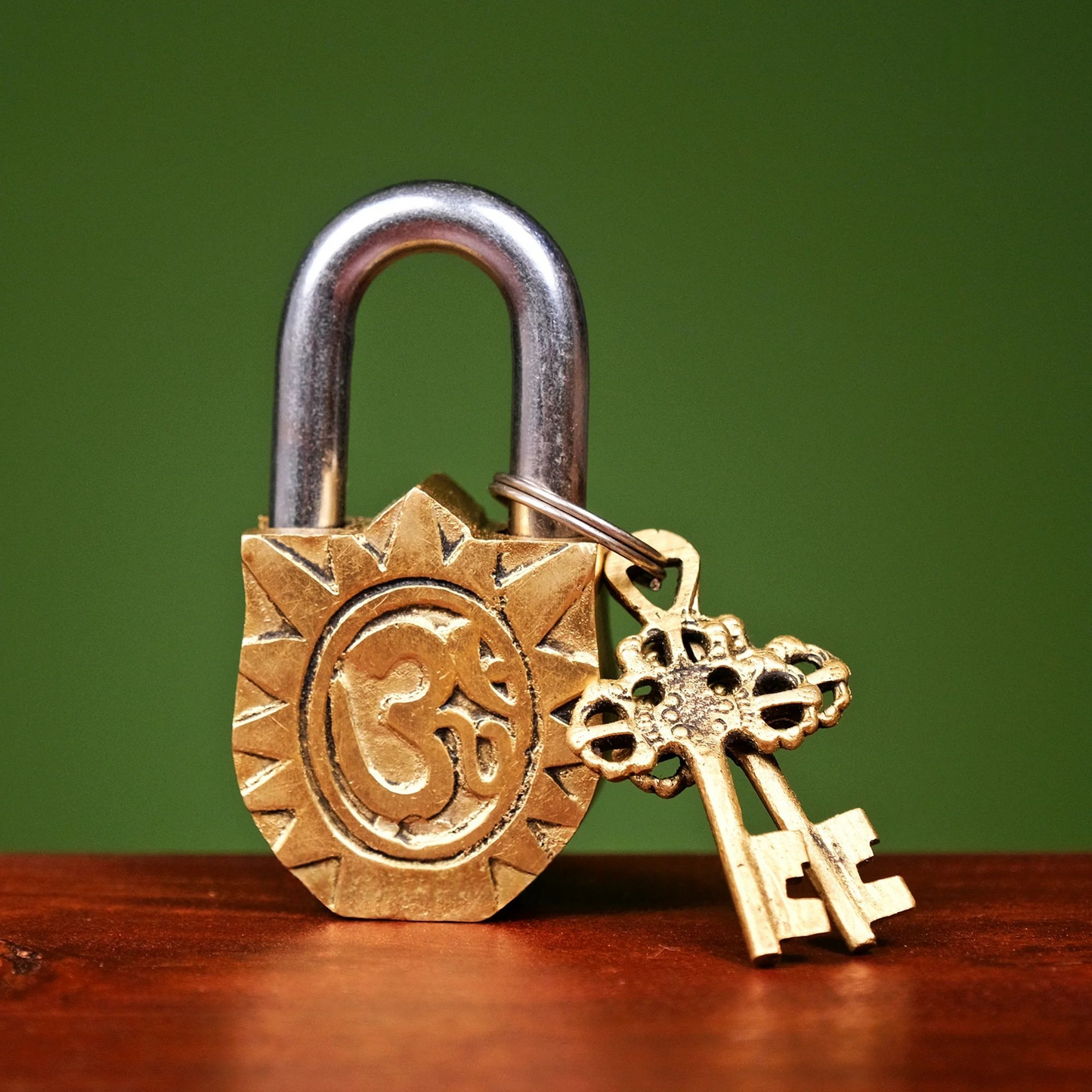 Brassaura® Brass Goddess Durga Lock with Keys | Height 4.5 Inches