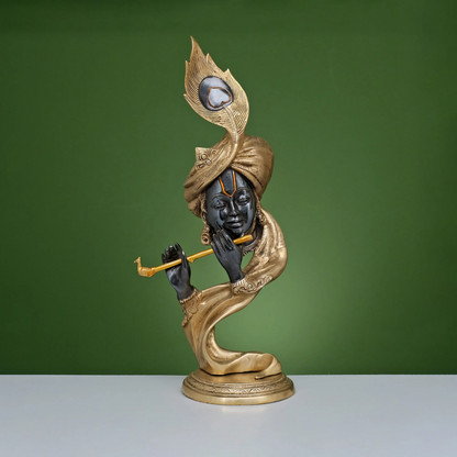 Brassaura® Brass Modern Krishna Idol Playing Bansuri | Height 20 Inches