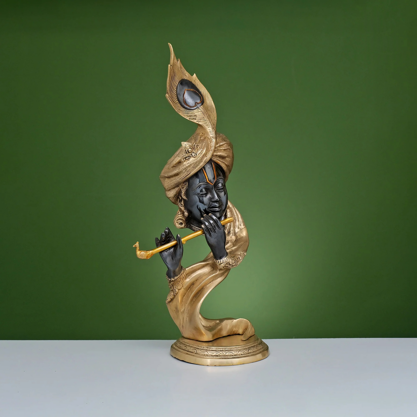 Brassaura® Brass Modern Krishna Idol Playing Bansuri | Height 20 Inches
