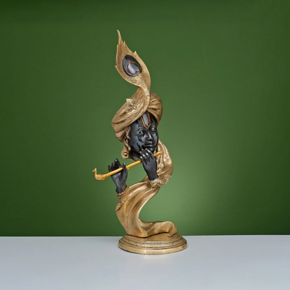 Brassaura® Brass Modern Krishna Idol Playing Bansuri | Height 20 Inches