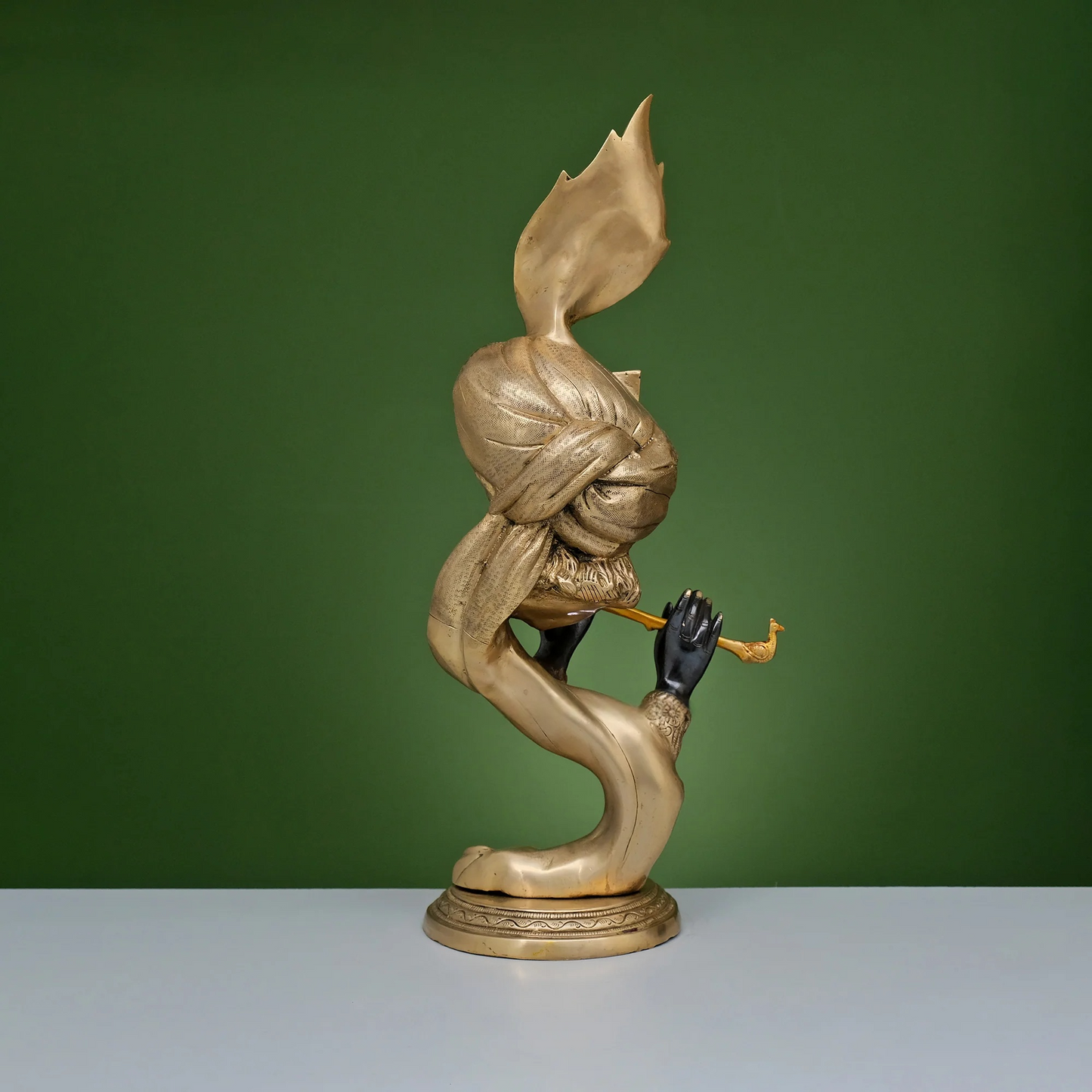 Brassaura® Brass Modern Krishna Idol Playing Bansuri | Height 20 Inches