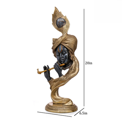 Brassaura® Brass Modern Krishna Idol Playing Bansuri | Height 20 Inches