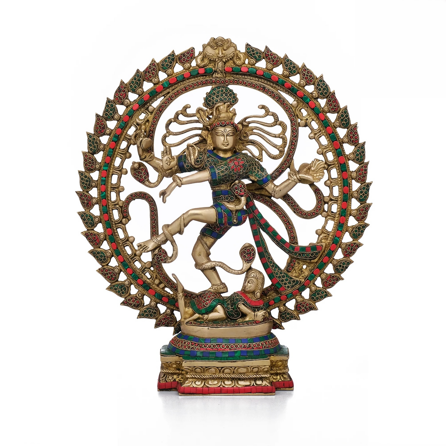 Brassaura® Brass Nataraja Statue with Stonework | Height 20 Inches