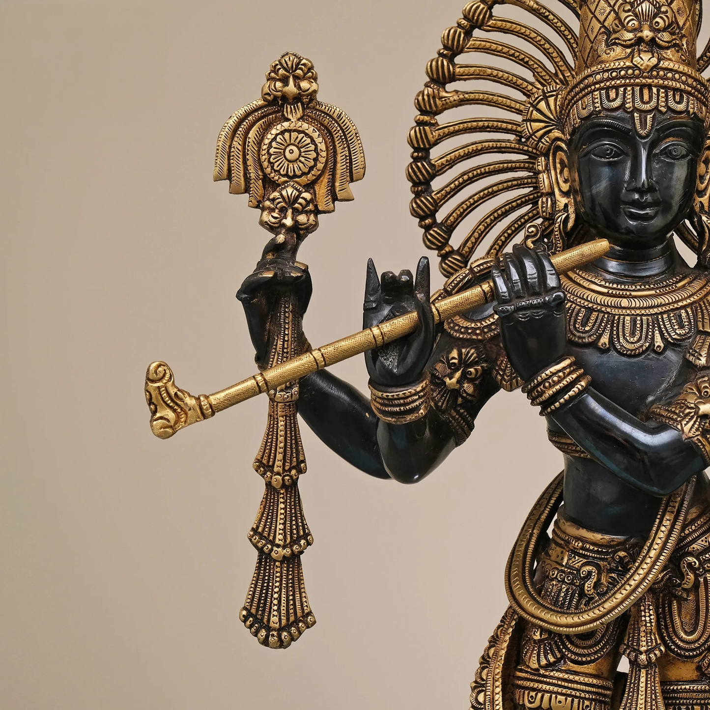 Brassaura® Brass Krishna Statue for Home Temple Decor | Height 24 Inches