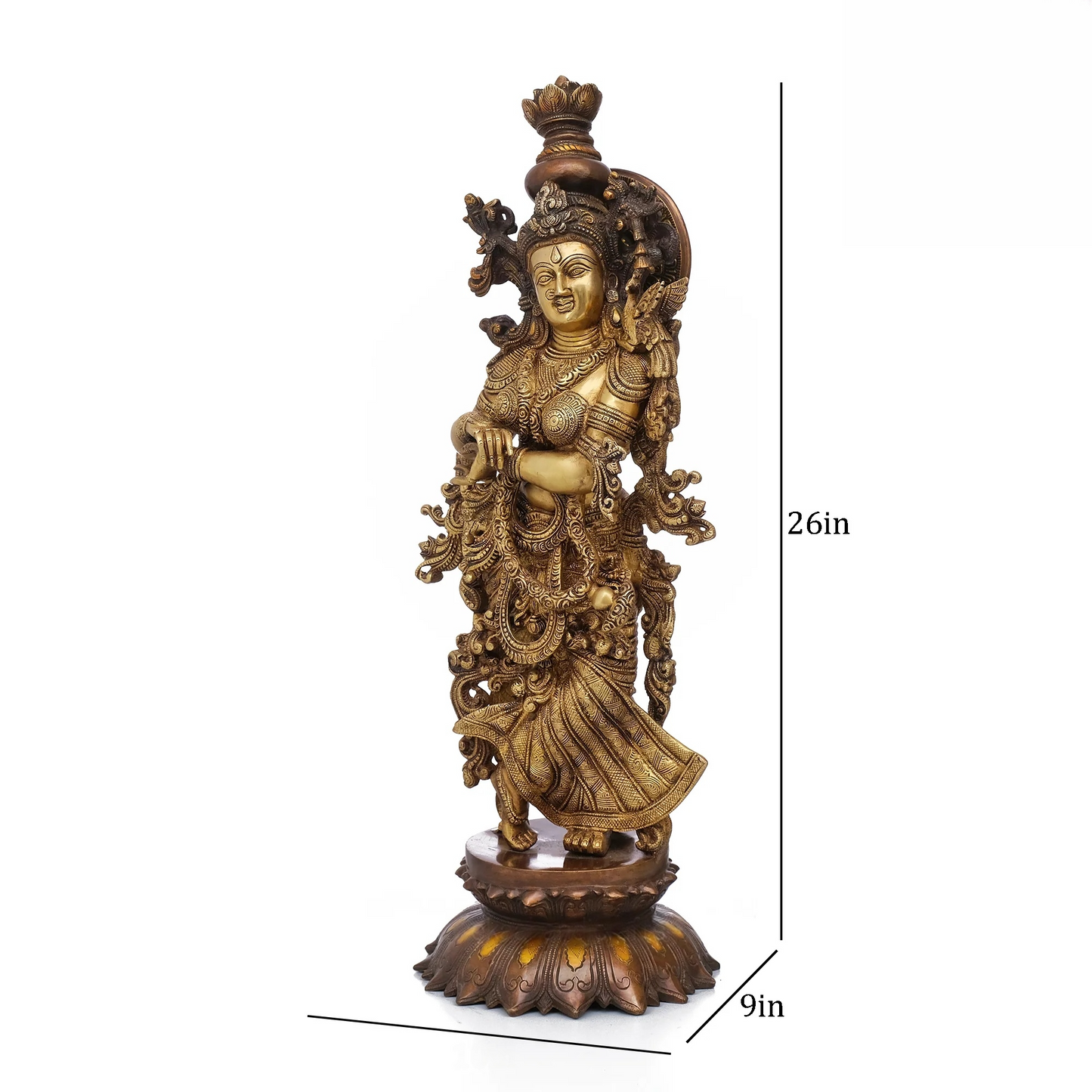 Brassaura® Brass Radha & Krishna Statue for Home Temple Decor | Height 26 Inches