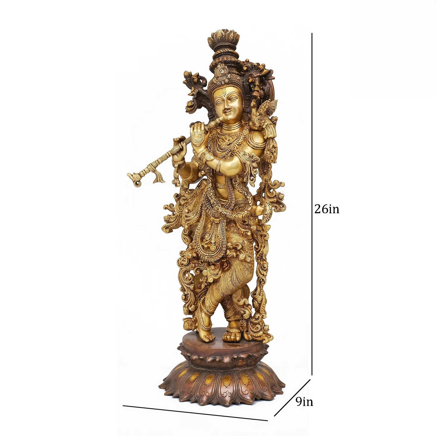 Brassaura® Brass Radha & Krishna Statue for Home Temple Decor | Height 26 Inches