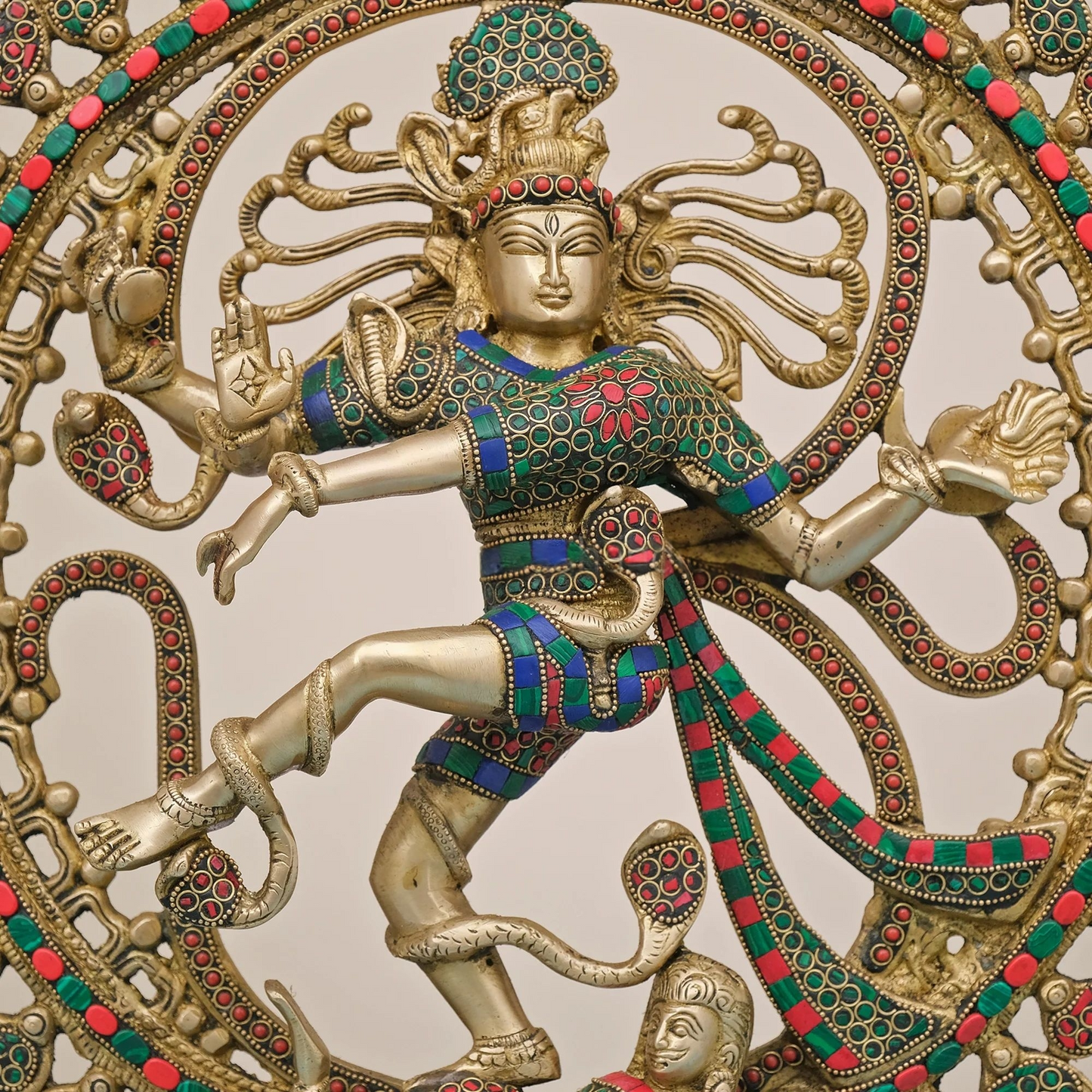 Brassaura® Brass Nataraja Statue with Stonework | Height 20 Inches