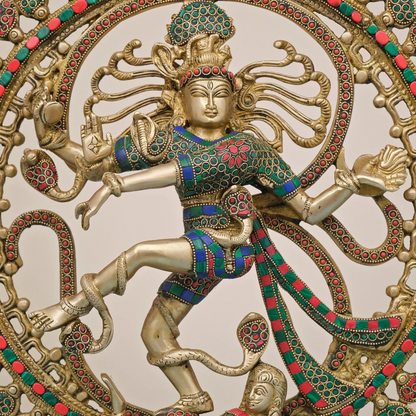 Brassaura® Brass Nataraja Statue with Stonework | Height 20 Inches
