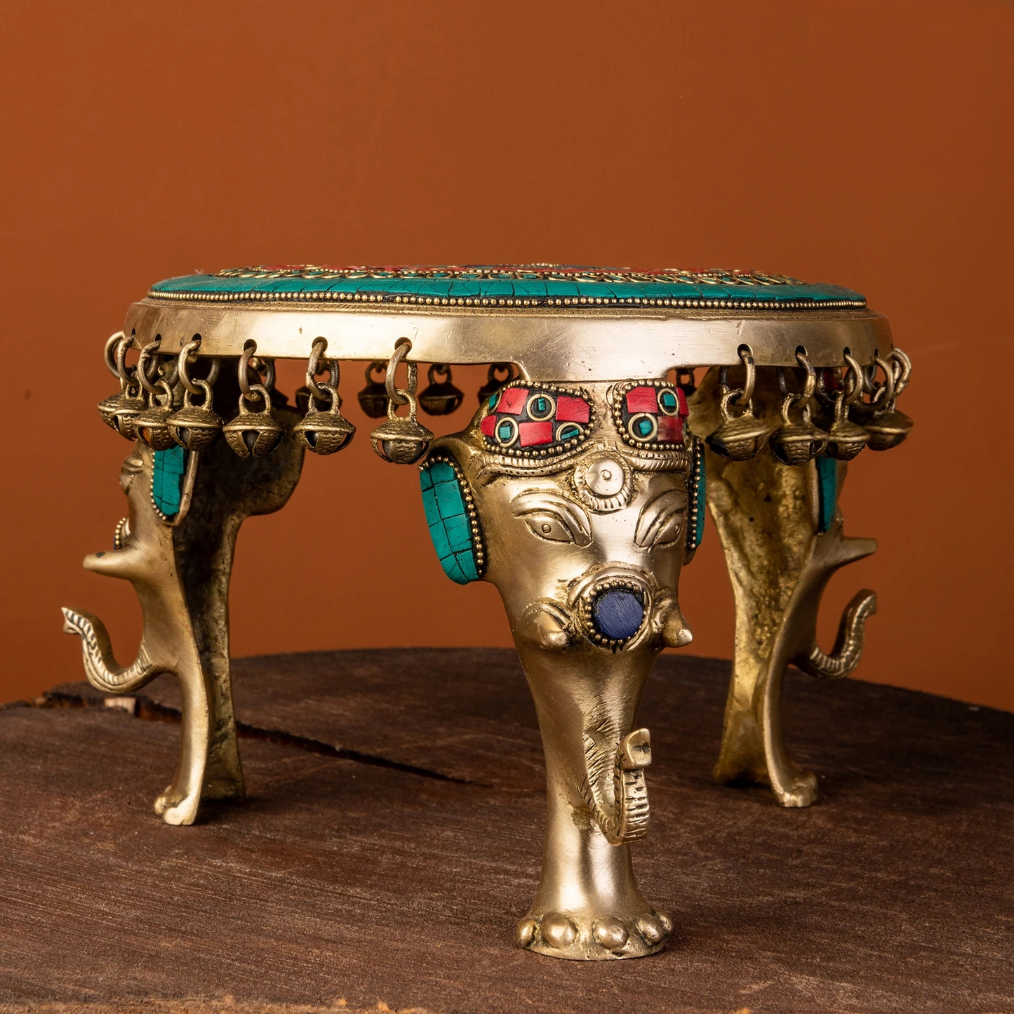 Brassaura® Brass Chowki Pooja Mandir Stand | Height 6 Inches