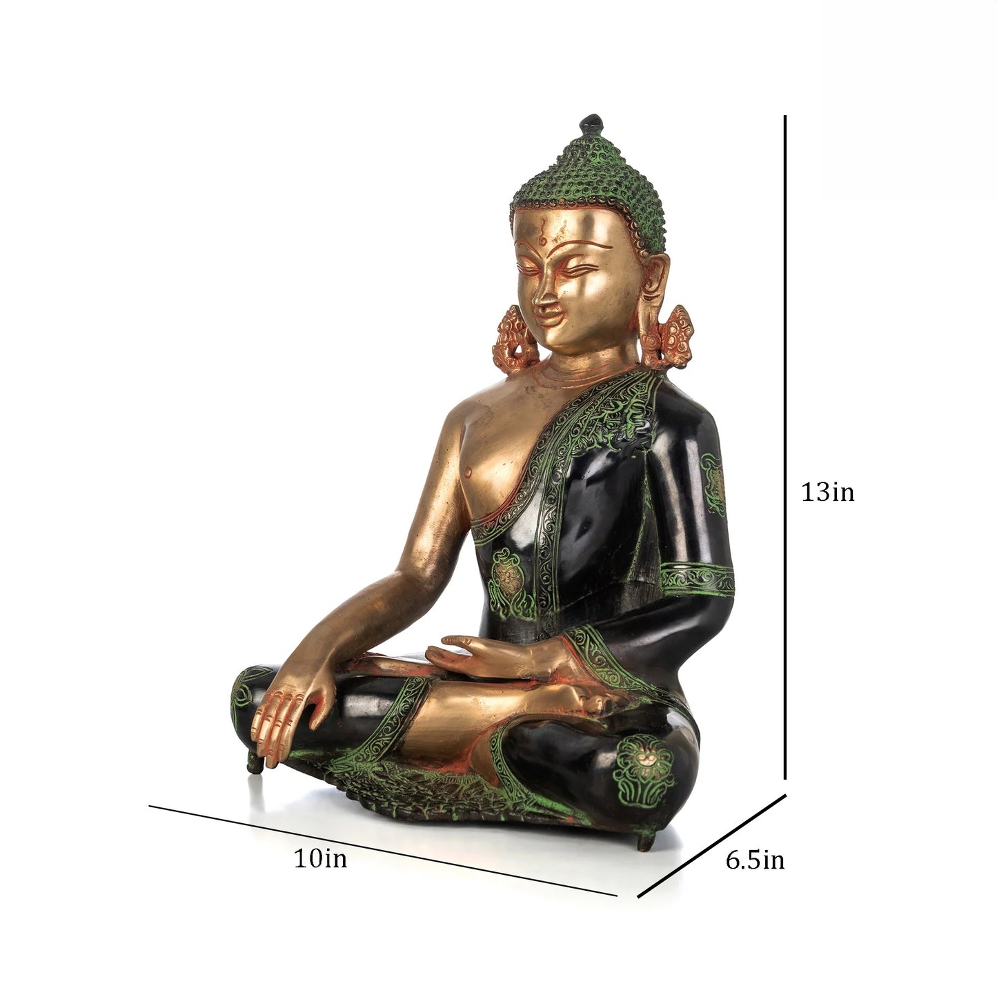 Brassaura® Brass Lord Buddha Idol in Antique Finish | Height 13 Inches