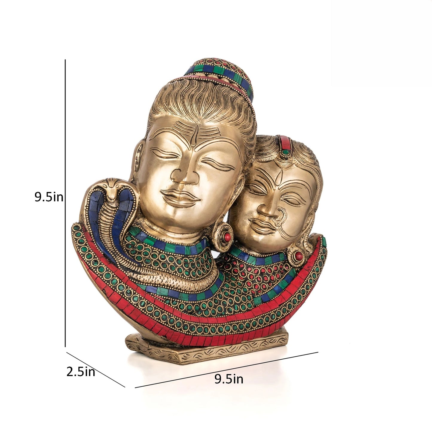 Brassaura® Brass Shiva Parvati Bust | Height 9.5 Inches