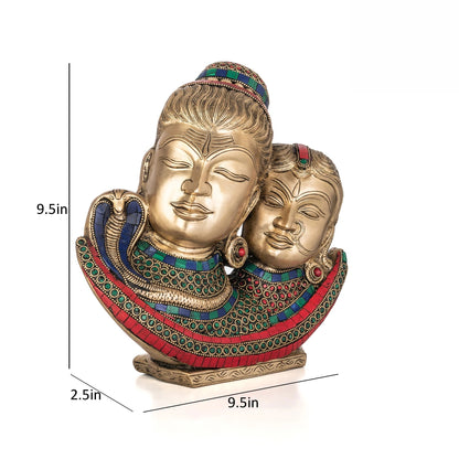 Brassaura® Brass Shiva Parvati Bust | Height 9.5 Inches