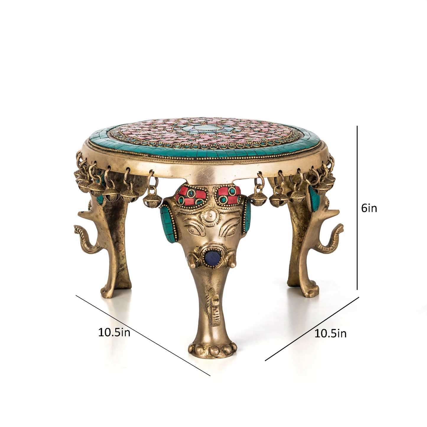 Brassaura® Brass Chowki Pooja Mandir Stand | Height 6 Inches