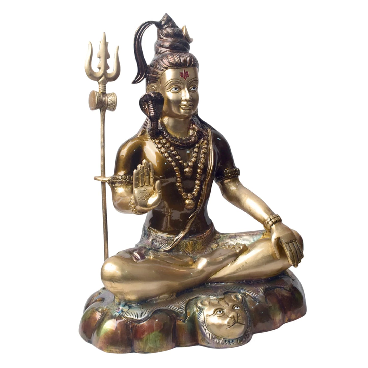 ब्रासोरा® वृंदावन वेणुगोपाल कृष्ण पीतल की प्रतिमा मोर के साथ | एंटीक नीला और सुनहरा रंग | ऊँचाई 20 इंच