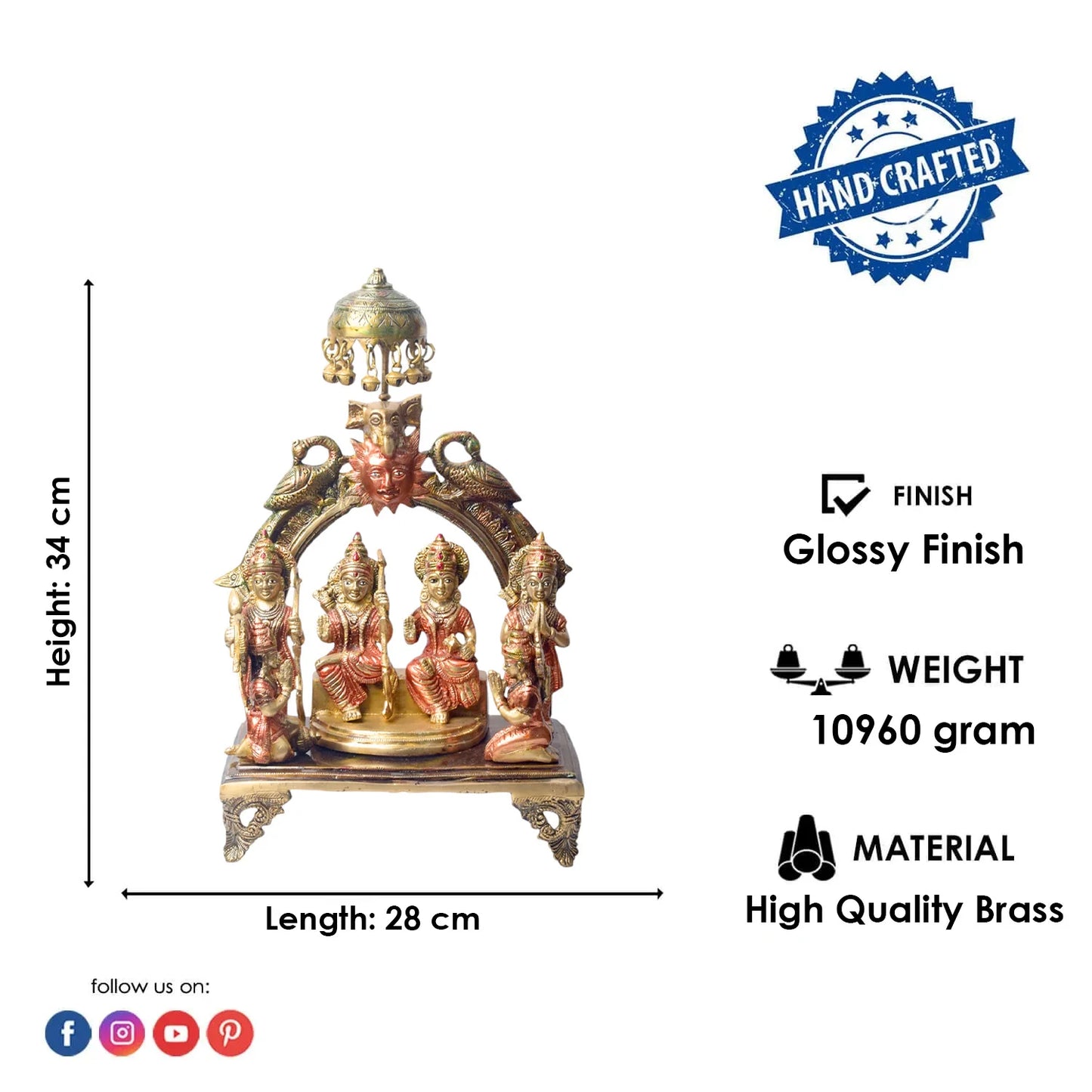Brassaura® Brass Ram Panchayat Idol | Height 13.5 Inches
