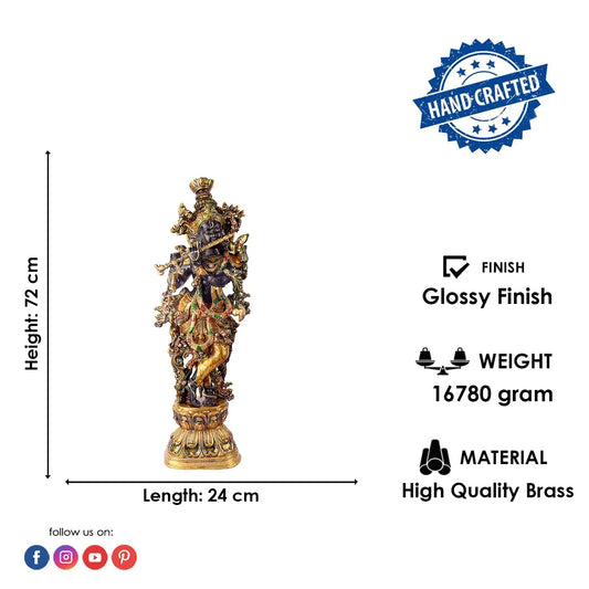 Brassaura® Brass Krishna Idol | Height 28 Inches