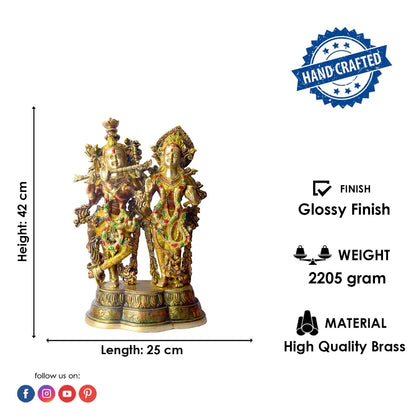 Brassaura® Brass Radha Krishna Statue | Height 16.54 Inches