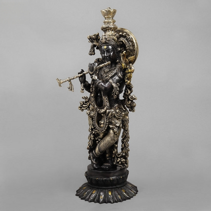 Brass Krishna Statue Black finish 22.5” Inches