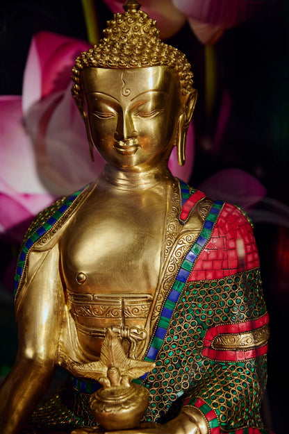Brassaura® Brass Buddha Statue in Bhumisparsha Mudra | Height 16 Inches