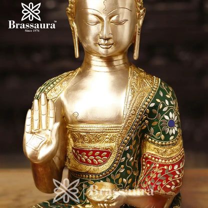 Brass Buddha For Home Décor And Gift Items Weight 15.95 Kg And Height 22.5 Inch