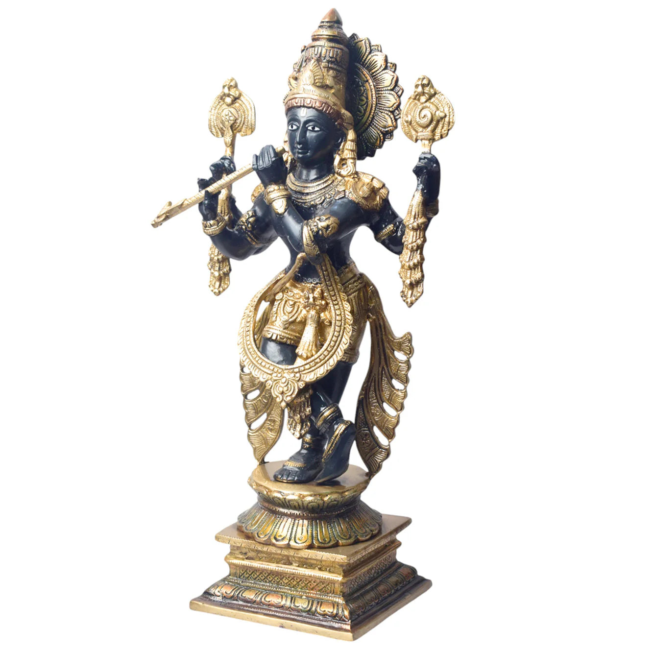 Brassaura® Brass Chola Krishna Sculpture | Height 19 Inches