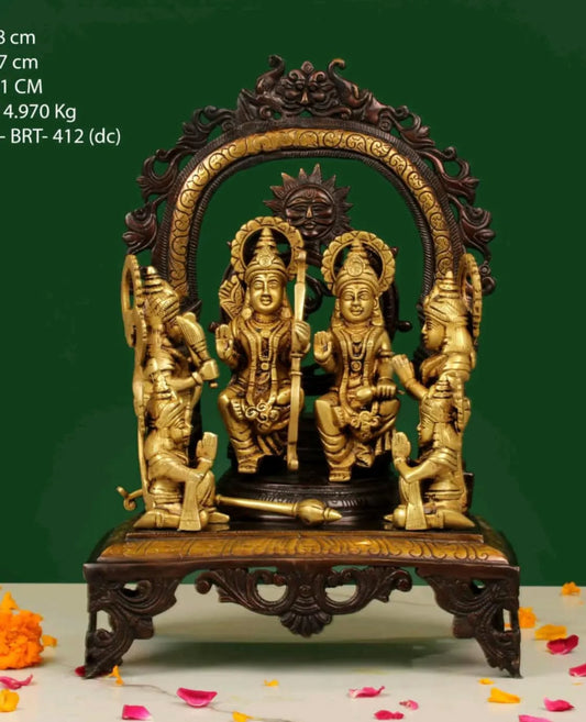 Brassaura™ Ram Darbar Family Idol Statue – Height 16.5 Inch, Weight 15.12 Kg | Solid Brass Murti