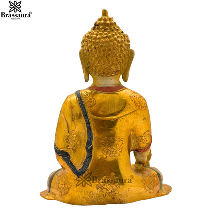 Brass Multi Colored White & Gold Patina Finish Buddha Weight 3.3 Kg & Height 10 Inch