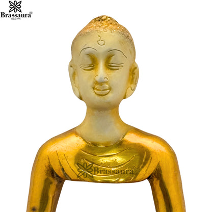 Brass Multi Colored White & Gold Patina Finish Buddha Weight 2.4 Kg & Height 9.5 Inch