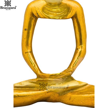 Brass Multi Colored White & Gold Patina Finish Buddha Weight 2.4 Kg & Height 9.5 Inch