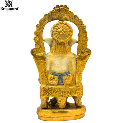 Brass Multi Colored White & Gold Patina Finish ganesha Weight 2.8 Kg & Height 9.5 Inch