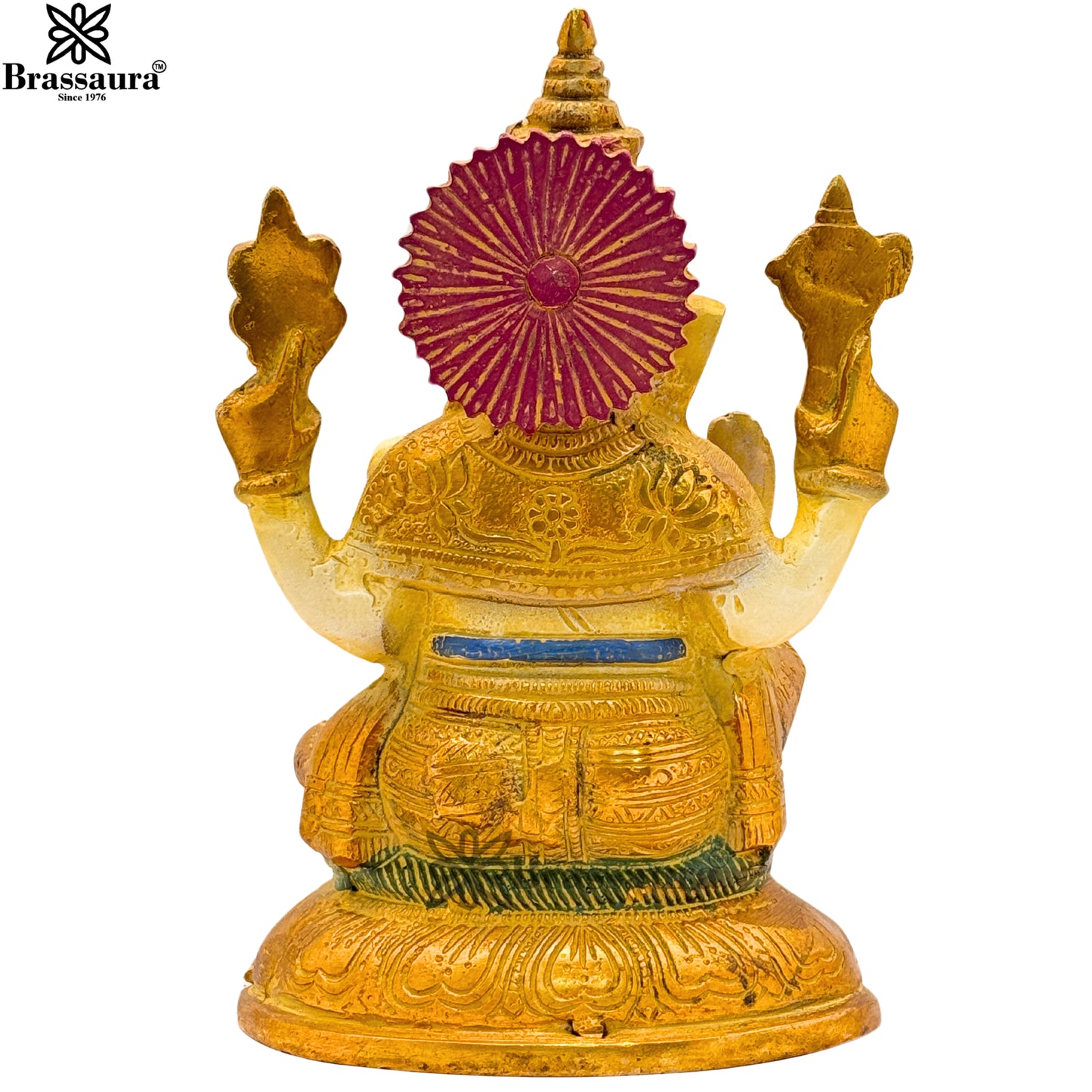 Brass Multi Colored White & Gold Patina Finish ganesha Weight 2.2 Kg & Height 8 Inch